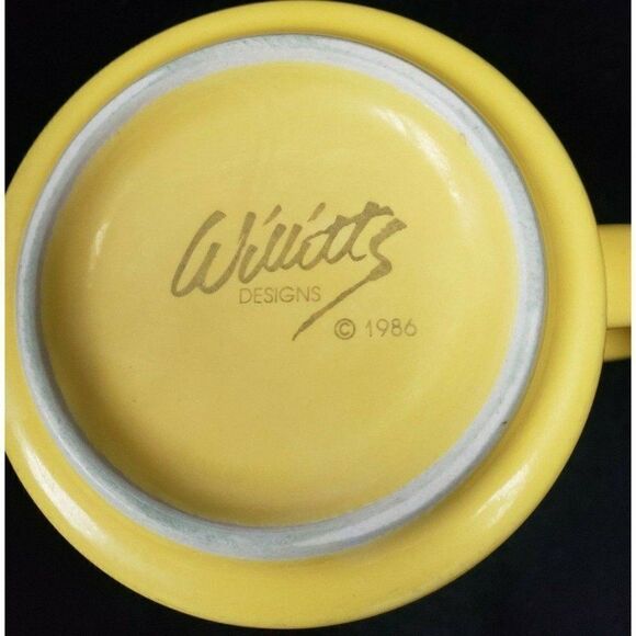 Vintage 80s Willitts Design Congratulations 10oz Mug Tea Coffee Cup Yellow Brown - Picture 6 of 6